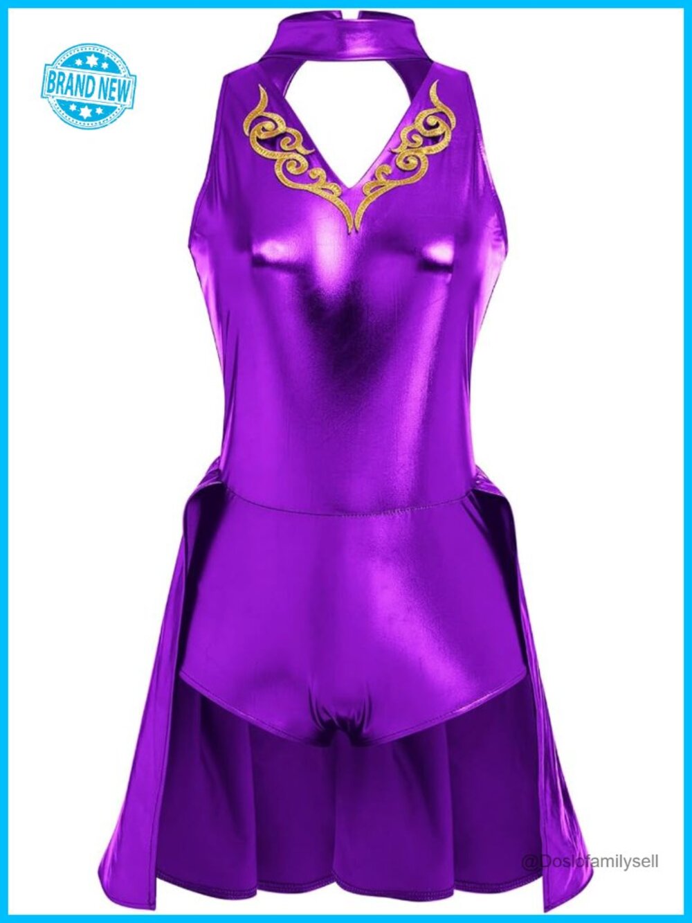 Metallic Leotard Gymnastic Bodysuit Wet Look Dancewear Jumpsuit